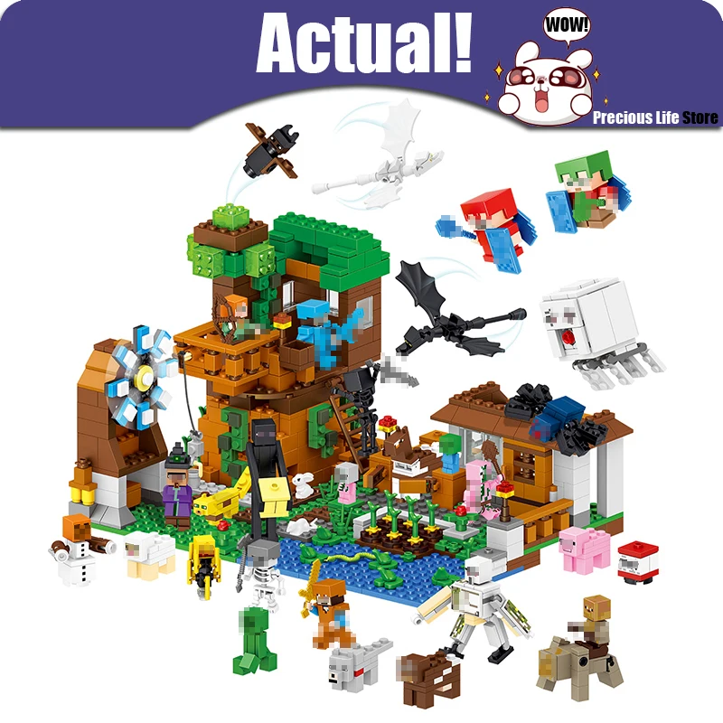 

Tree House 1007pcs LELE Minecraft My World Building Blocks Bricks Educational Action Figures DIY Toys For Kids with 50+ Figures