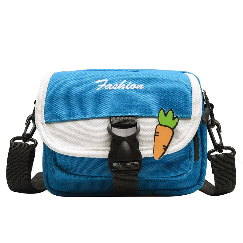 

Cross-body small bag 2019 new super fire simple canvas bundy bag versatile Japanese color contrast shoulder bag
