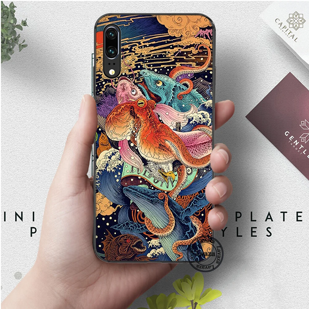 Lavaza японский стиль Art японский силикон чехол для Huawei P8 Lite P9 Mimi P10 P20 Pro P Smart - Цвет: 2