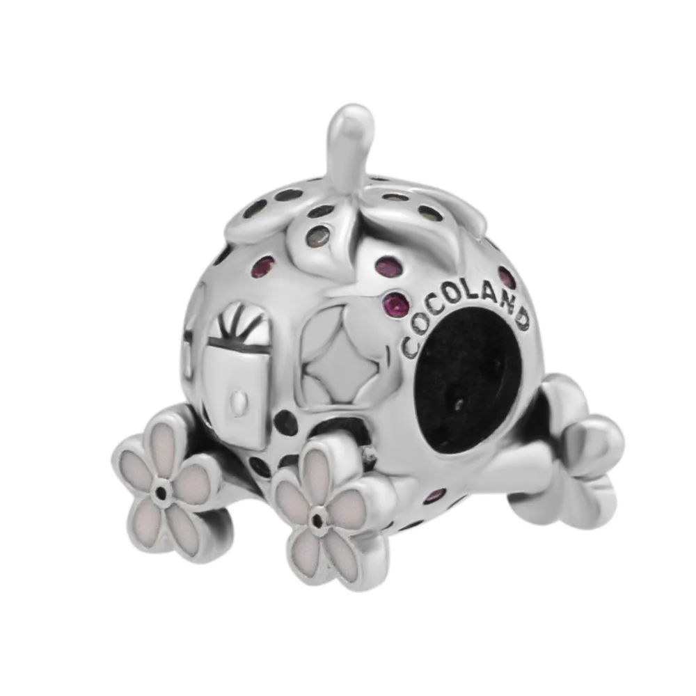 

CKK 100% 925 Sterling-Silver-Jewelry Strawberry Carriage Charm DIY Fits for Making Charms Bracelets