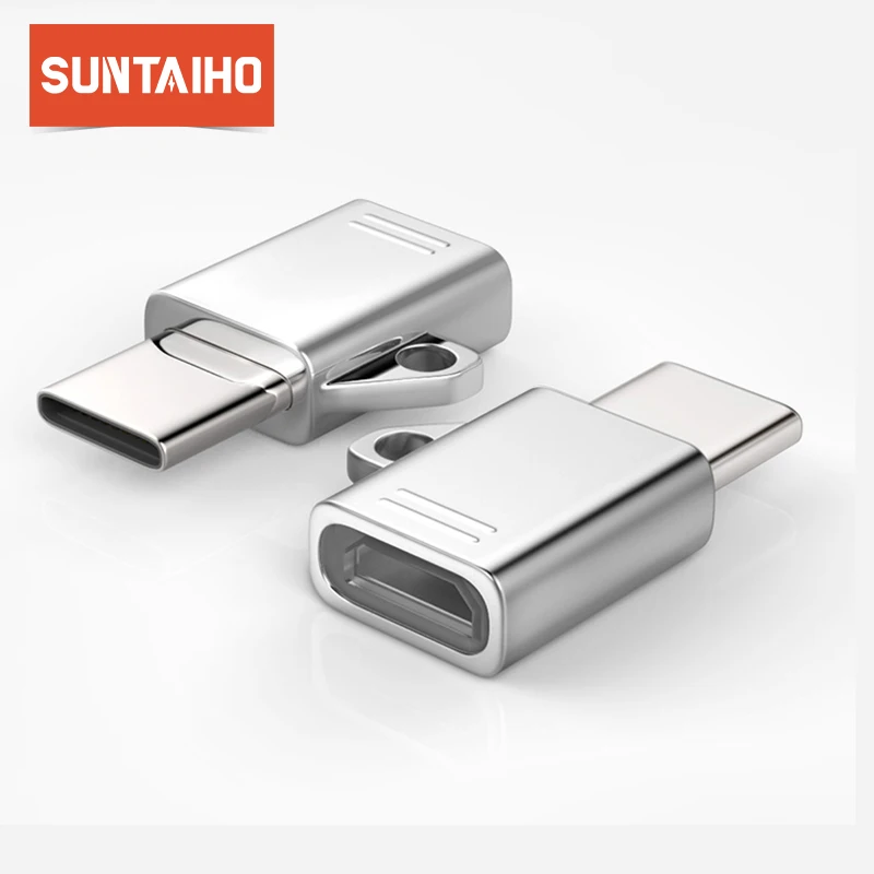 Suntaiho USB C 3,1 OTG конвертер, Micro USB для type-C 3,1 адаптер с цепочкой для samsung S9 S8 huawei P20 P10 Macbook Xiaomi 4 5