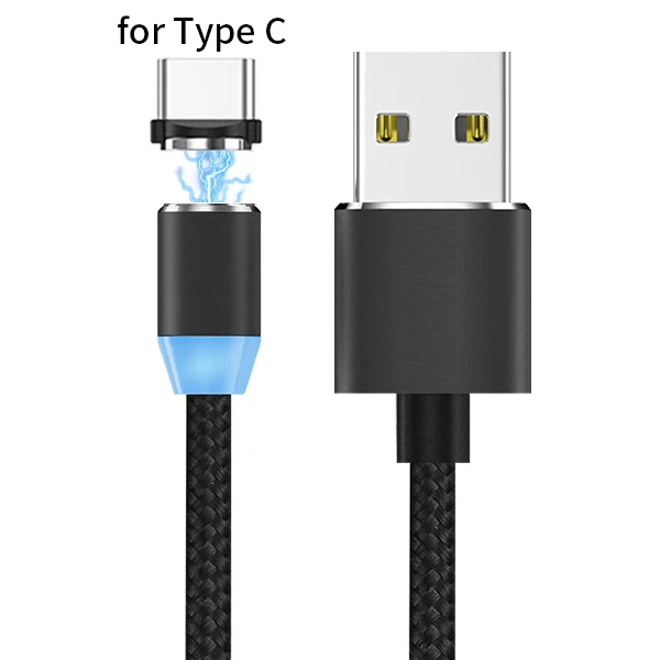 Sovawin 1 м Магнитный Micro USB кабель зарядное устройство для мобильного телефона 2A type c Android Быстрая зарядка для Iphone 7 6s для samsung для Xiaomi - Цвет: Black for type-c