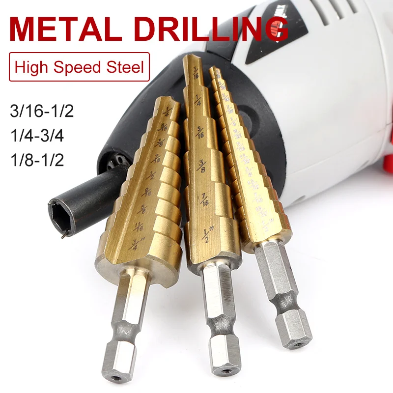 HSS Titanium Coated Straight Flute Step Drill Bits Essential Hardware