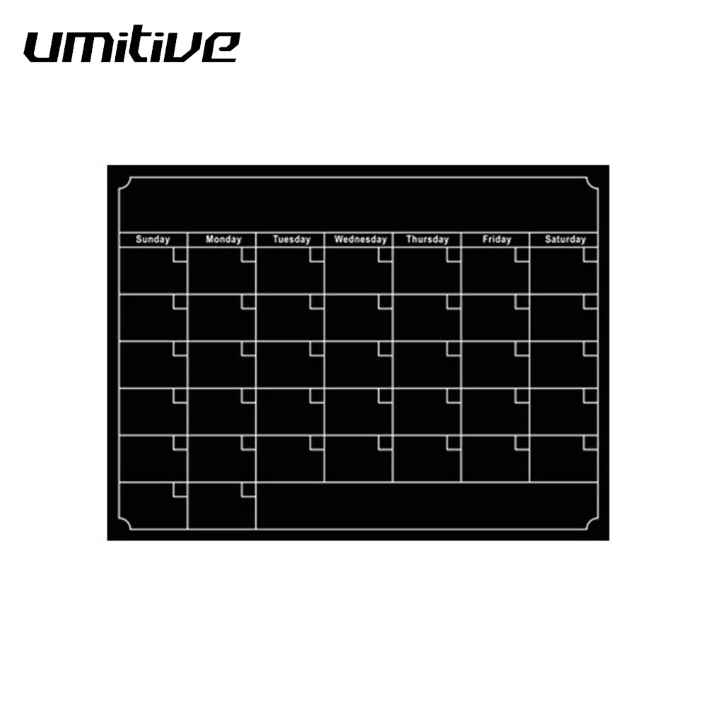 Umitive 1 шт. Магнитный сухой стирающий календарь на холодильник белая черная доска