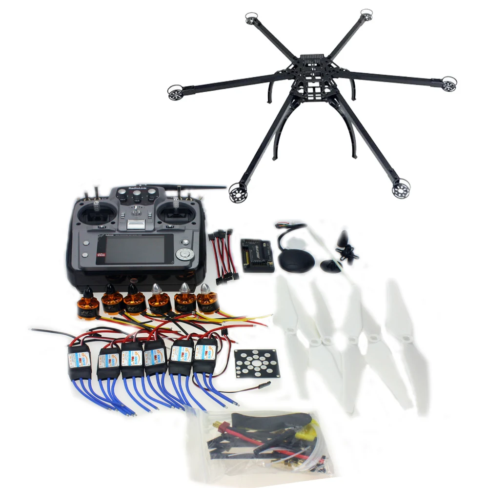 

DIY 2.4GHz 6-axis Hexacopter Drone Kit with RadioLink AT10 Transmitter RX APM 2.8 Flight Controller Brushless Motor