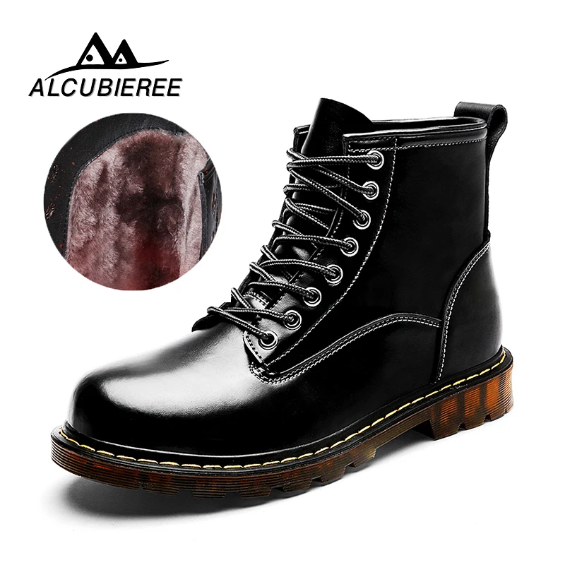 

Fashion Men Winter Shoes Solid Color Fur Snow Boots Plush Inside Antiskid Bottom Keep Warm Waterproof Ski Boots Big Size 38-47