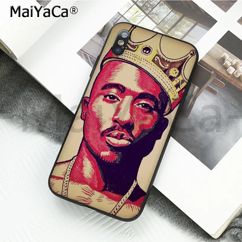 MaiYaCa High Quality Classic Phone Accessories 2Pac Tupac Shakur for Apple iPhone 8 7 6 6S Plus X XS MAX 5 5S SE XR Cellphones
