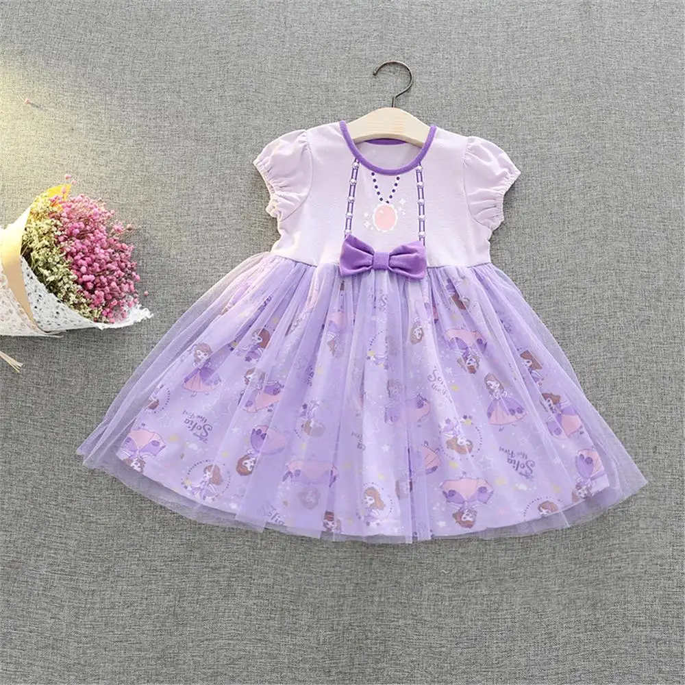 

Brand Sofia Princess Dress for Girls Cartoon Cotton A-Line Dress o-neck Kids Christams Party Dress Halloween Costumes Bowknots