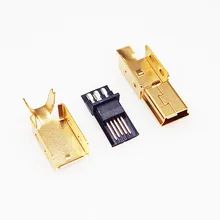 20 компл. DIY 3 в 1 позолоченный мини-USB штекер Mini 5 P разъем USB
