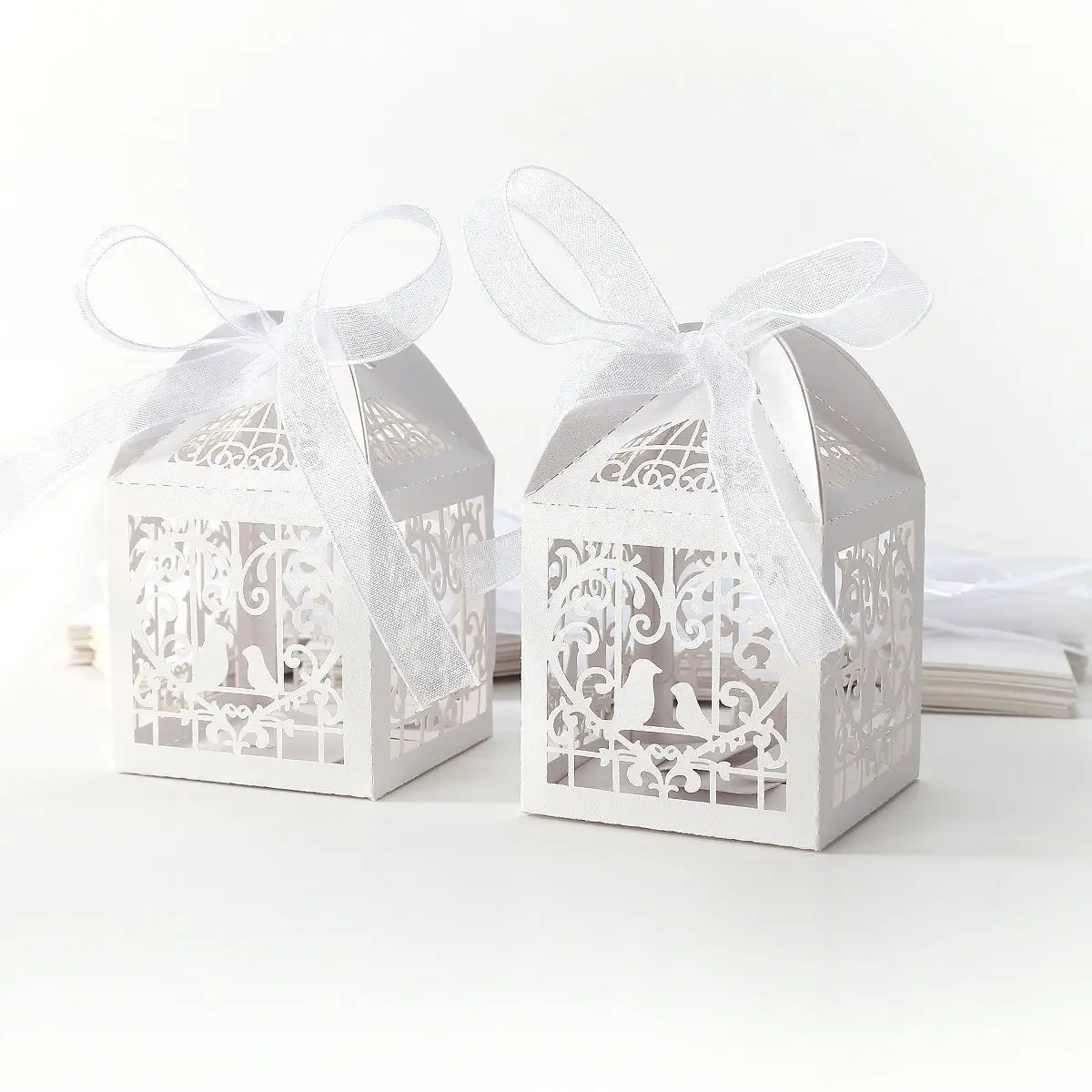 

50 Pcs/lot Lover Heart Favor Ribbon Candy Boxes Wedding Event Gift Decoration Paper Boxes