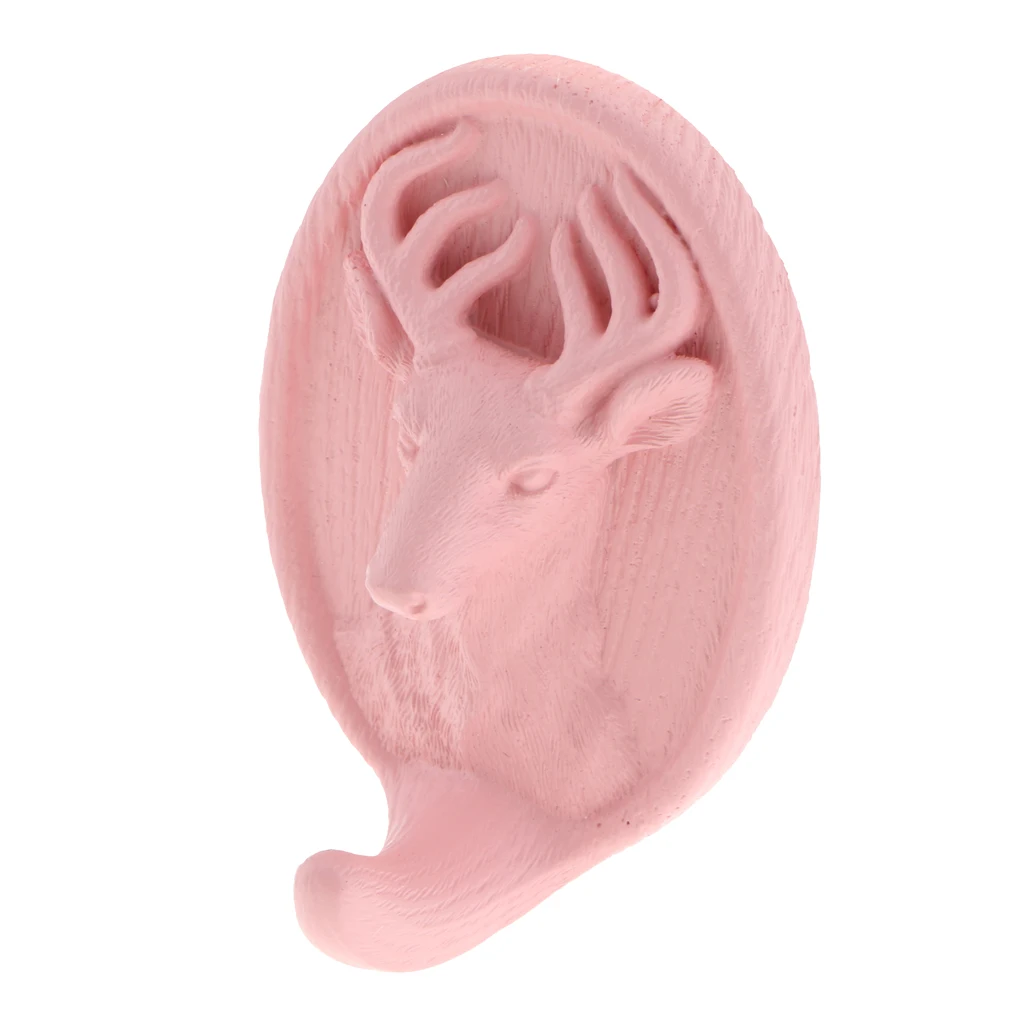 3D Resin Animal Deer Head Sticker Self-Adhesive Hanger Hooks Wall Door Bag Keys Hat Hangers