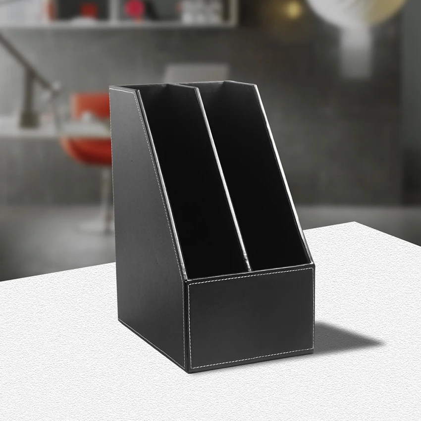 مكتب بو الجلود سطح المكتب ملف علبة حاوية مزدوجة-طبقة الأعمال منظم وثائق رف مجلة حامل يمكن تخصيص شعار