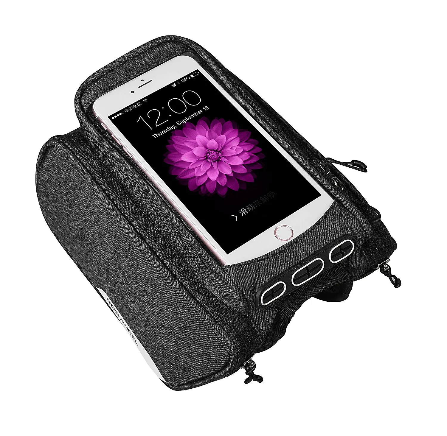 TELEPHONE Red Bicycle Frame Bag Double Pouch Phone Holder Water Resistant Bike Front Top Tube Pannier Bag with Removable Touch Screen Phone Case For Cellphone Screen up to 6.2 155mm