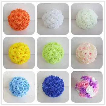 

20CM Artificial Rose Silk Flower Kissing Balls Hanging Flowers Ball For Wedding Christmas Ornaments Party Decoration Supplies