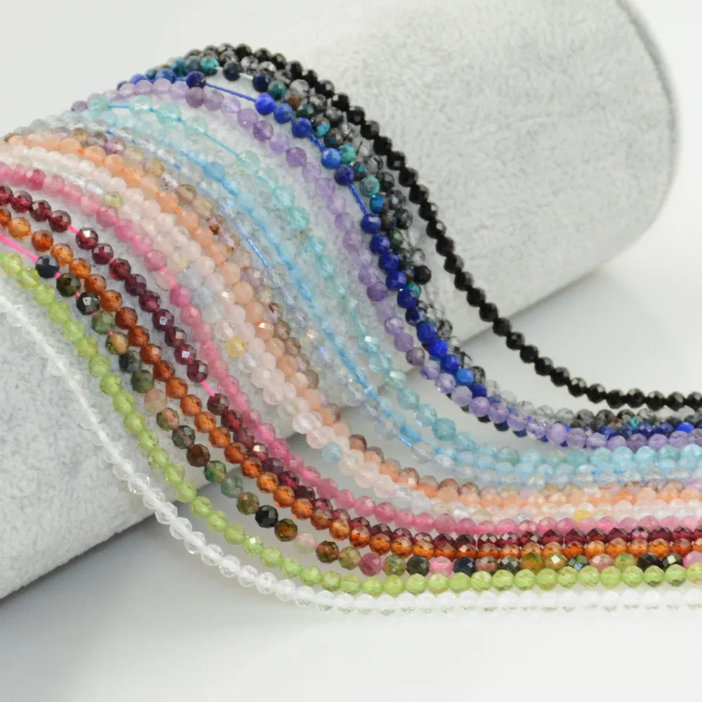 

Natural Semi Precious Stone Small Faceted Round Beads 3mm~3.5mm Big Sale Price