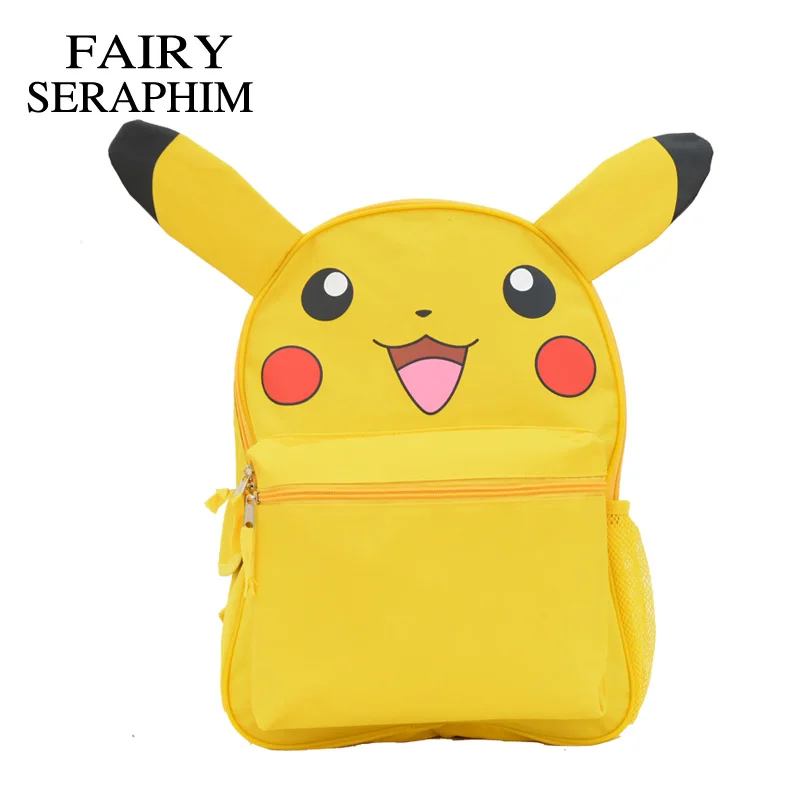 

FAIRY SERAPHIM Pokemon Pikachu Backpack Yellow Children School Bags Cute Prints Monster Schoolbags with Ears design