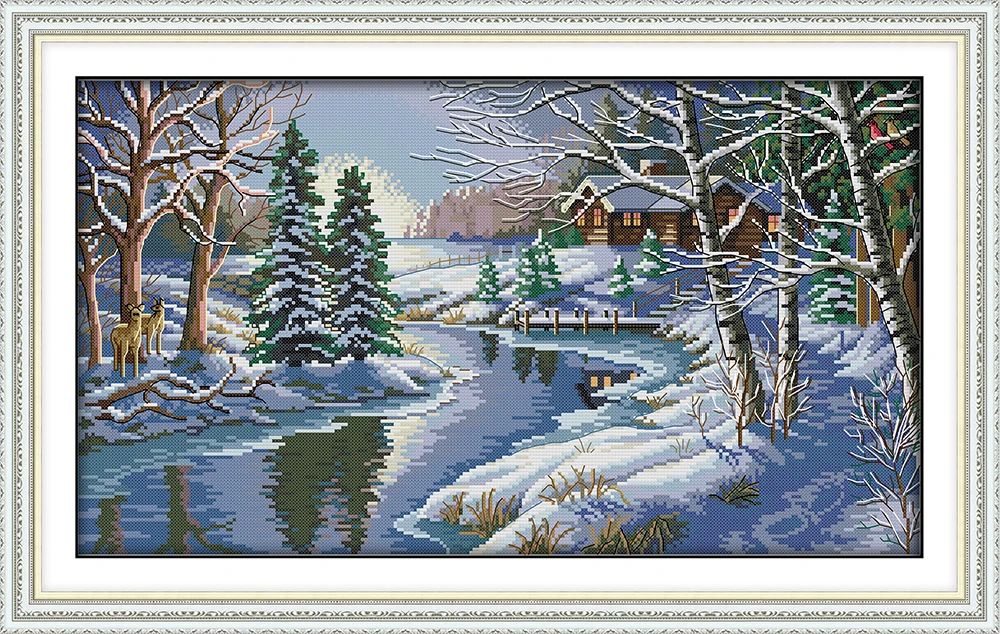 Snowscape 7 cross stitch kit aida 14ct 11ct count printed canvas stitches embroidery DIY handmade needlework | Дом и сад