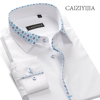 

CAIZIYIJIA Hot Sale Floral Printed Mens Dress Shirt New Designer Long Sleeve Shirt Fashion Brand Clothing White Camisa Masculina