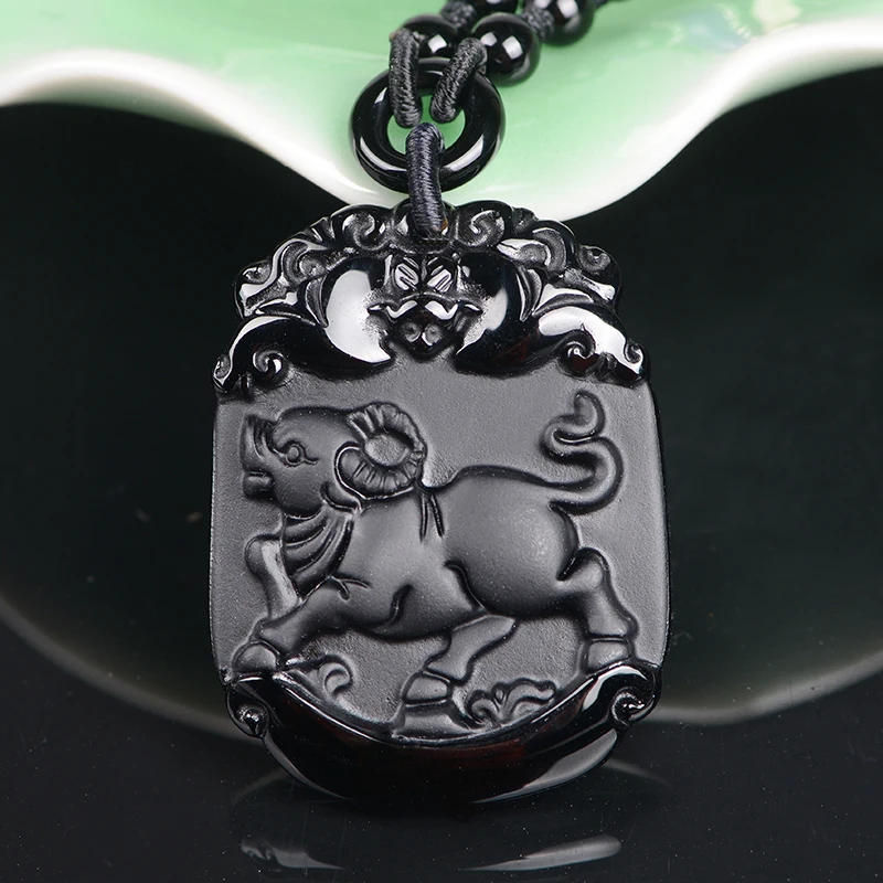 

Belwide Obsidian Zodiac cattle Zodiac Pendant pendant 12 national gift bag mail hot lovers Pendant