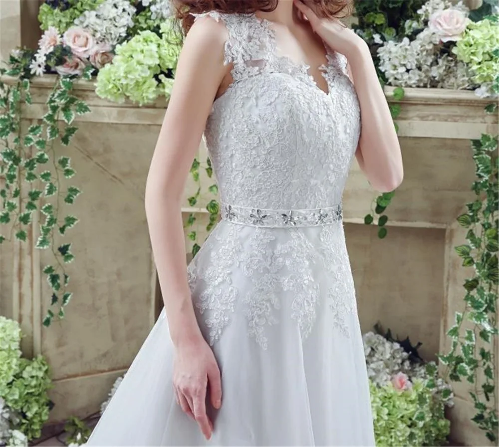 Большие размеры недорогие свадебные платья v-образный вырез кружева аппликации с кристаллами бисером настоящая фотография свадебное
