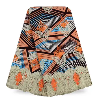 

Hot sale African Wax Prints Fabric hot wax Batik With Lace And Stones Ankara African Wax Print Fabric WL1-8