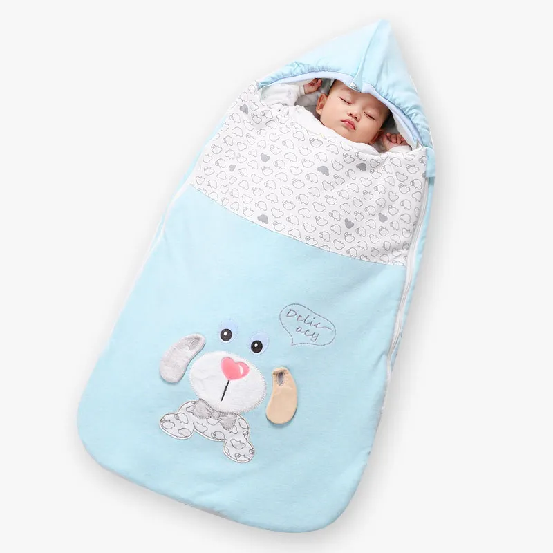 Многократный милый дизайнерский детский конверт для новорожденного, уплотненный хлопок, защищающий живот ребенка, пеленание одеяло, детские постельные принадлежности для кроватки - Color: blue dog