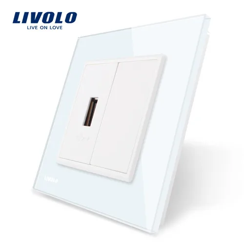 Livolo luxury Wall Touch Sensor Switch,Light Switch,smart switch,Crystal Glass,Power Socket,multifunctional sockets - Цвет: USB Socket no logo