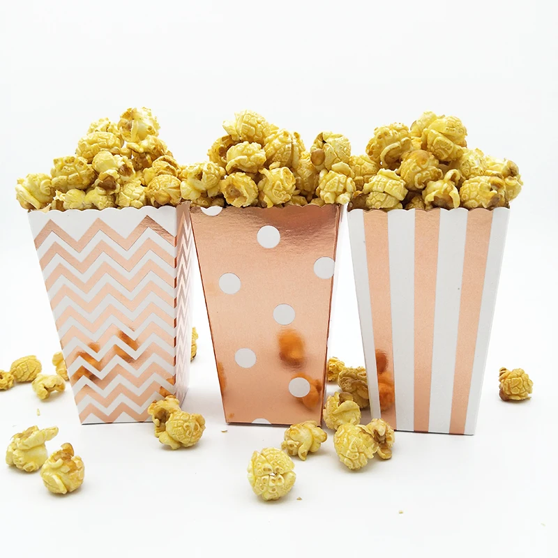 36pcs Metallic Rose Gold Popcorn Box Pop Corn Scoop Popcorn Bar