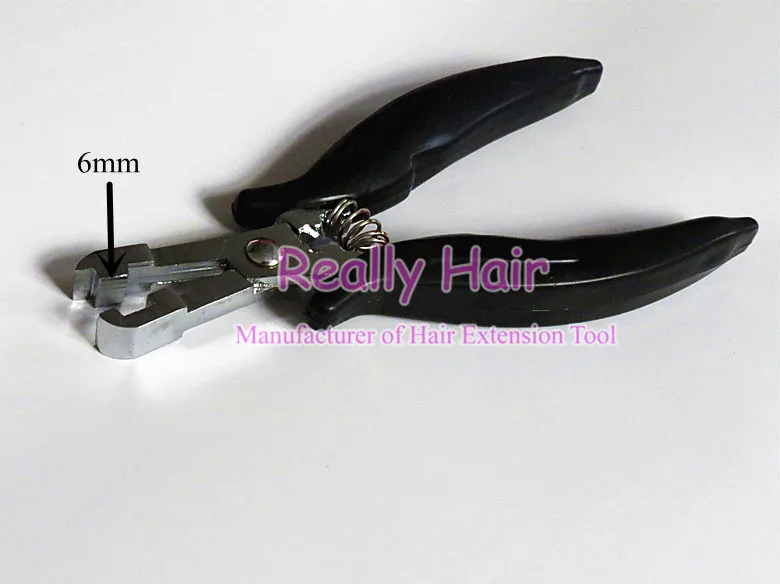 

Wholesale sales of antirust plating flat hair Black handle 6mm model extensions forceps / hair extension tools/Hair plier