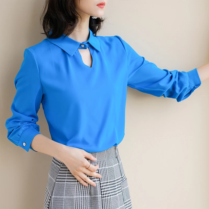 Женские блузки женские топы и шифон майки футболки синий Blusa Feminina плюс размер XXL