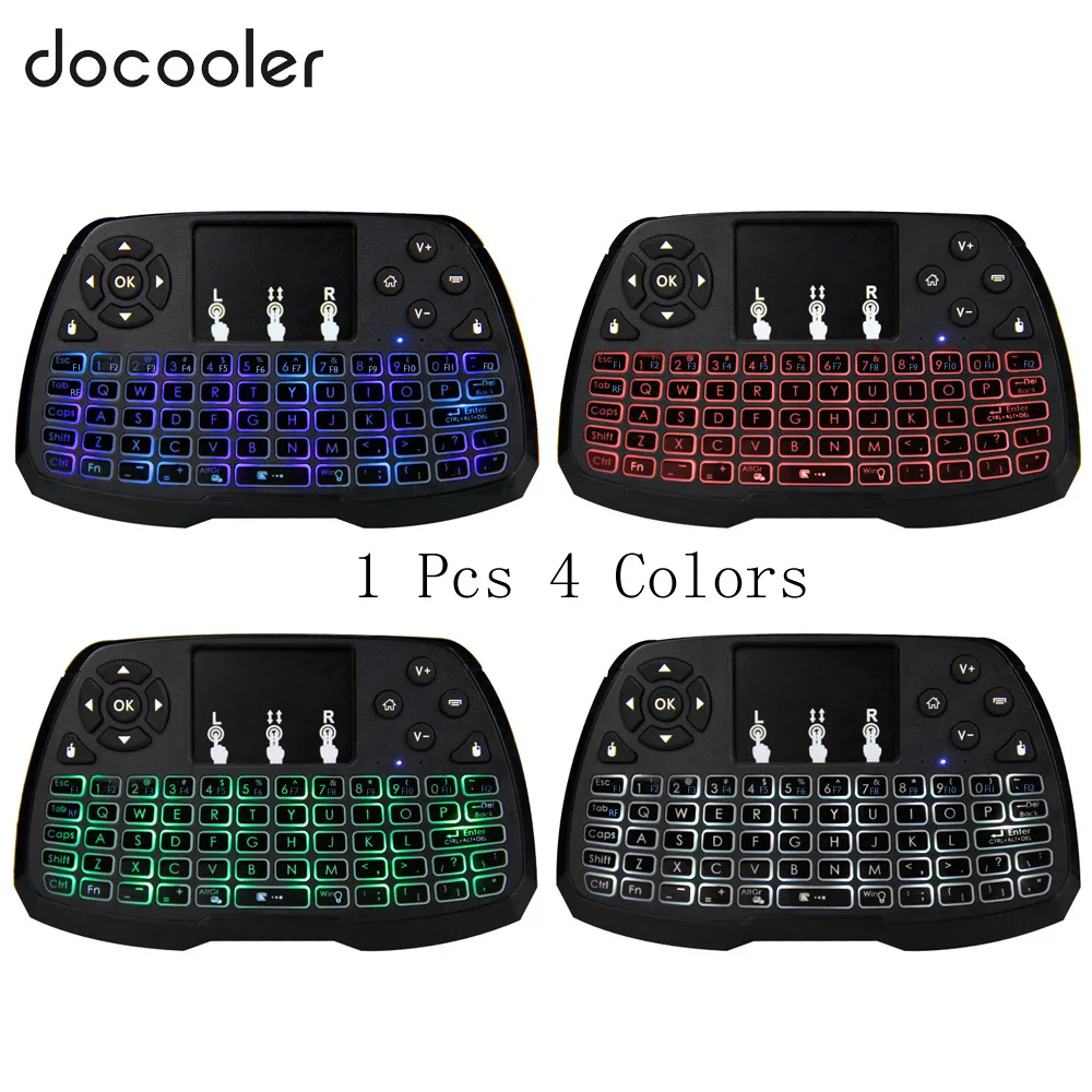 

Docooler Backlit 2.4GHz Wireless Keyboard Touchpad Mouse Handheld Remote Control 4 Colors Backlight for Android TV BOX Smart TV