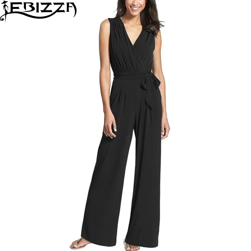 Ebizza Sexy V Ausschnitt Casual Taschen Scharpen Schwarz Overalls Frauen Arbeiten Sommer Elegante Hohe Taille Party Blau Overall Chic Trikot Overalls Women Black Overallsblue Playsuits Aliexpress