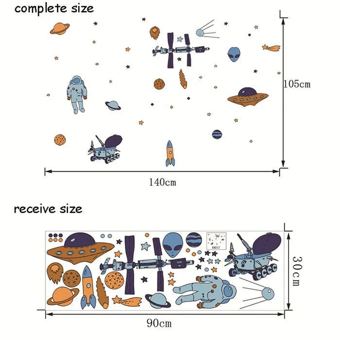 Креативный НЛО ракета инопланетянин астронавт виниловая наклейка на стену для Декор для комнаты мальчика внешняя космическая Настенная Наклейка детская декор для детской спальни - Цвет: A