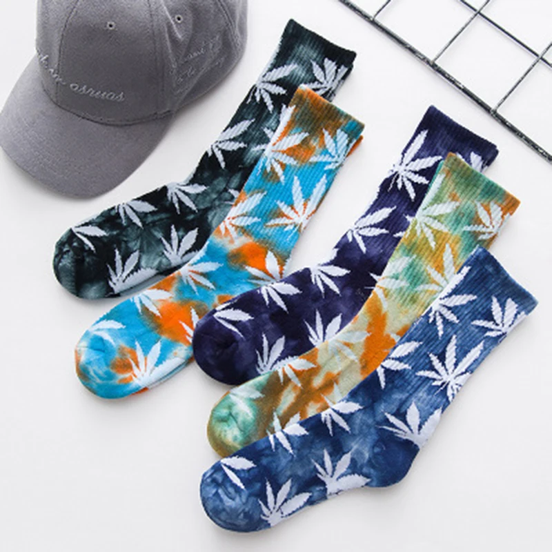 

Funny Socks Men New Fashion Street Skateboard Long Socks High Quality Cotton Happy Hemp Leaf Casual Long Weed Crew Sock Harajuku