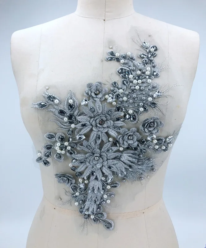 1 Piece / New grey solid handcrafted beads, water drill, applique