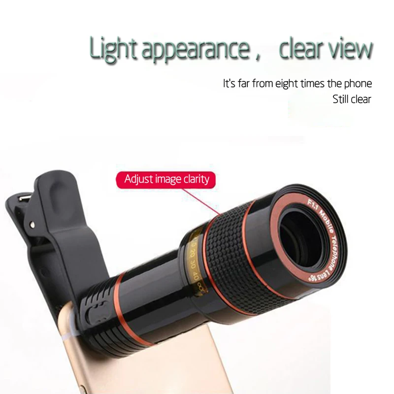 ✓ Telescopio monocular para lente de celular zoom 12x