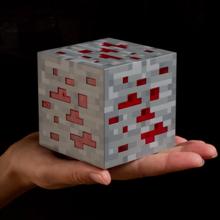 8 8 8cm Original font b Minecraft b font Light Redstone LED Lamp toy 2 Color