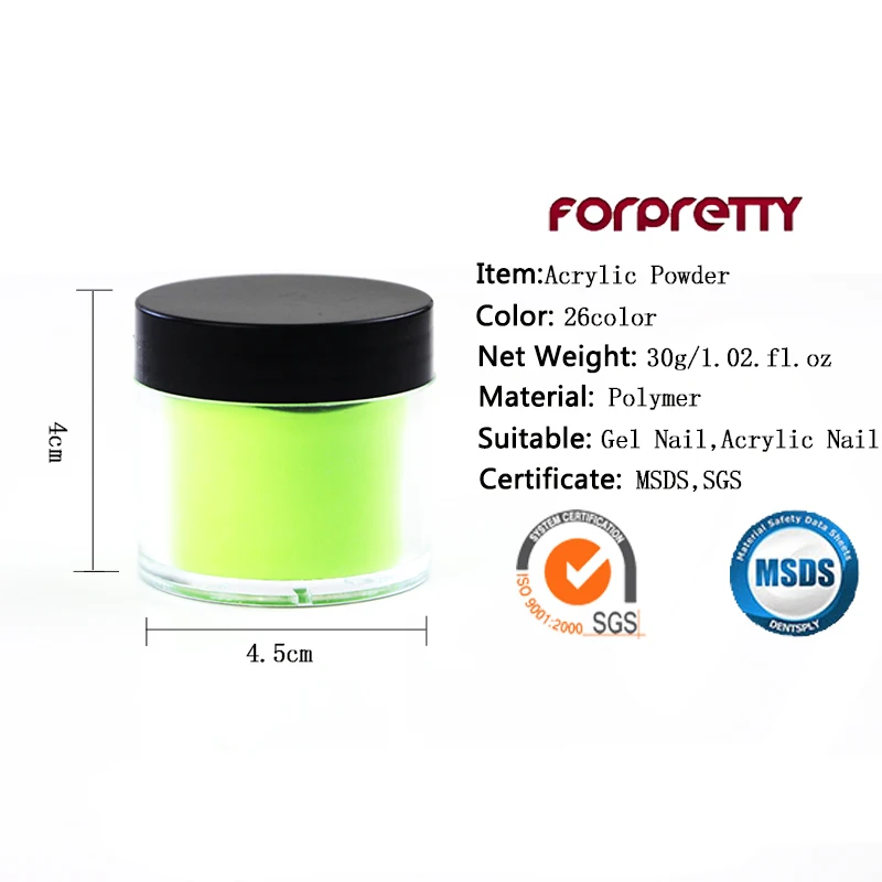 Акриловый порошок для ногтей 30 г FORPRETTY Acrilico Liquid acryl Poeder Gel Para U As Polvo color Po Coupe Capsule Ongle