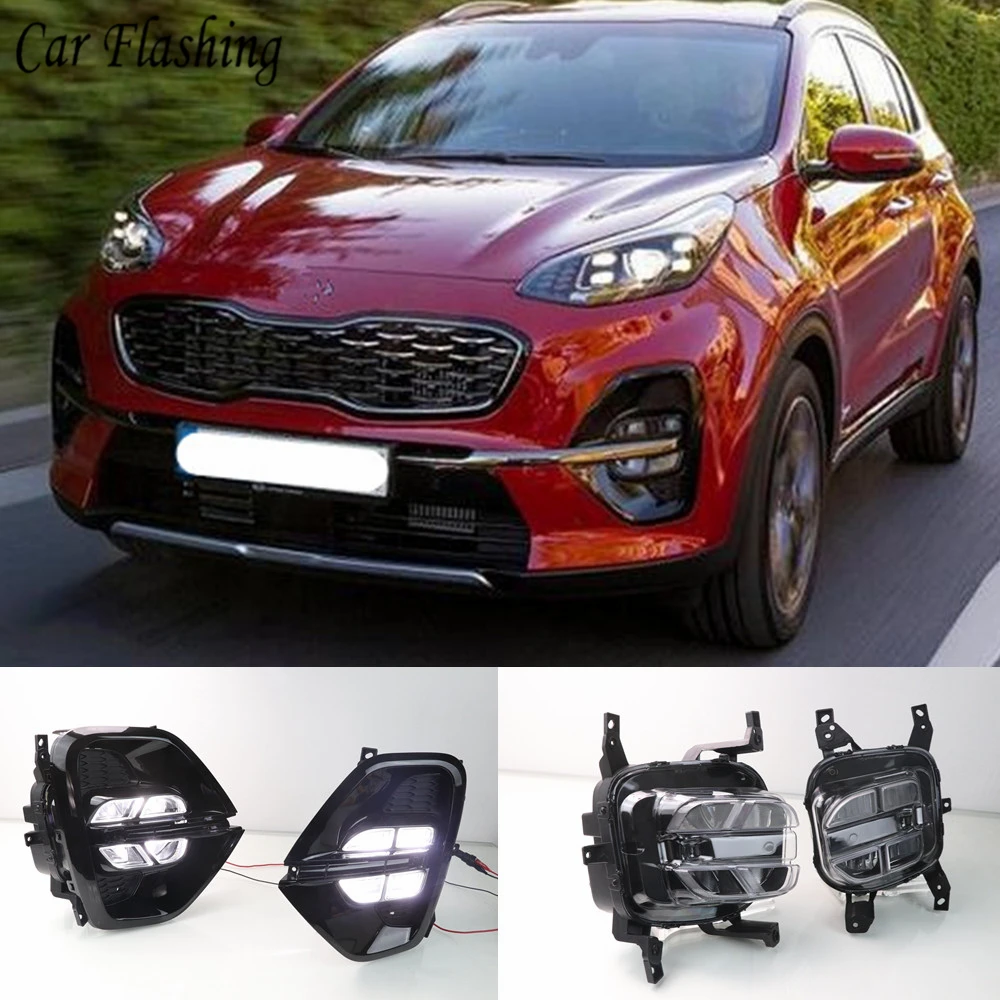 

Car Flashing 2pcs LED Daytime Running Light DRL LED Day Light Front Bumper Head Fog Lamp White For Kia sportage KX5 2019 2020