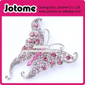 

3 1/2"H x 2 1/2"W inches pink Butterfly Brooch Big Crystal pink Butterfly Broach Rhinestone Butterflies pink Brooches Jewelry
