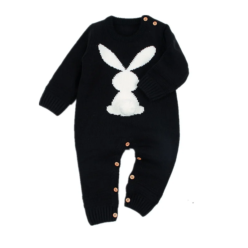Зимняя одежда для маленьких девочек; вязаные комбинезоны с кроликом для новорожденных; комбинезоны с длинными рукавами для маленьких мальчиков; сезон осень; забавные комбинезоны для малышей