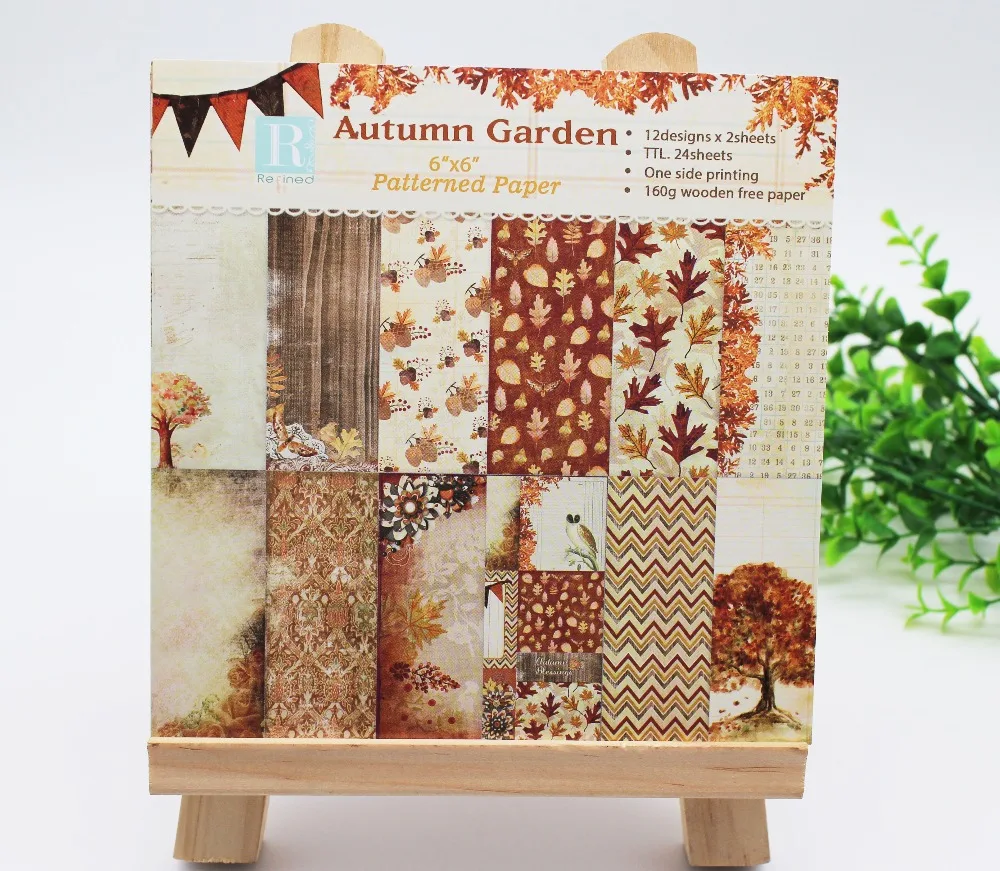 

24 Sheets Autumn Garden&Leaf Scrapbooking Pads Paper Origami Art Background Paper Card Making DIY Birthday Scrapbook Paper Craft