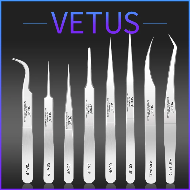 

Vetus JP series Russian volume Eyelash Extension Tweezers Stainless Steel Eyebrow tweezers eyelash anti-static Makeup Tools