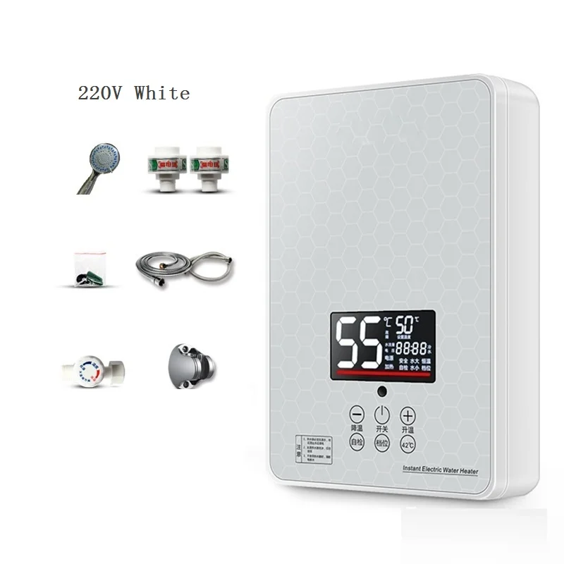 DMWD 6050 Вт термостатический мгновенный горячий Электрический водонагреватель для душа 220 В Бойлер Для Купания настенный с душевой насадкой - Цвет: White 220V