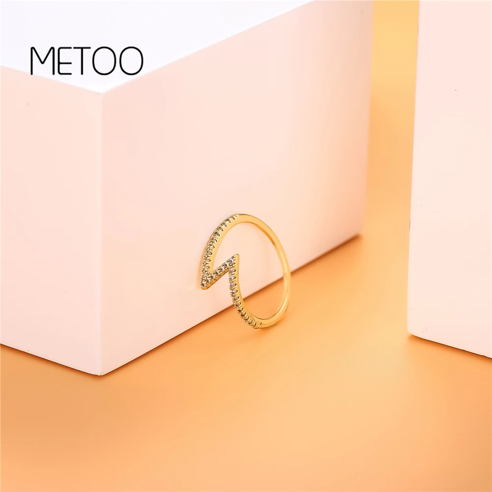 METOO Золотое геометрическое кольцо со стразами высокого качества Медные