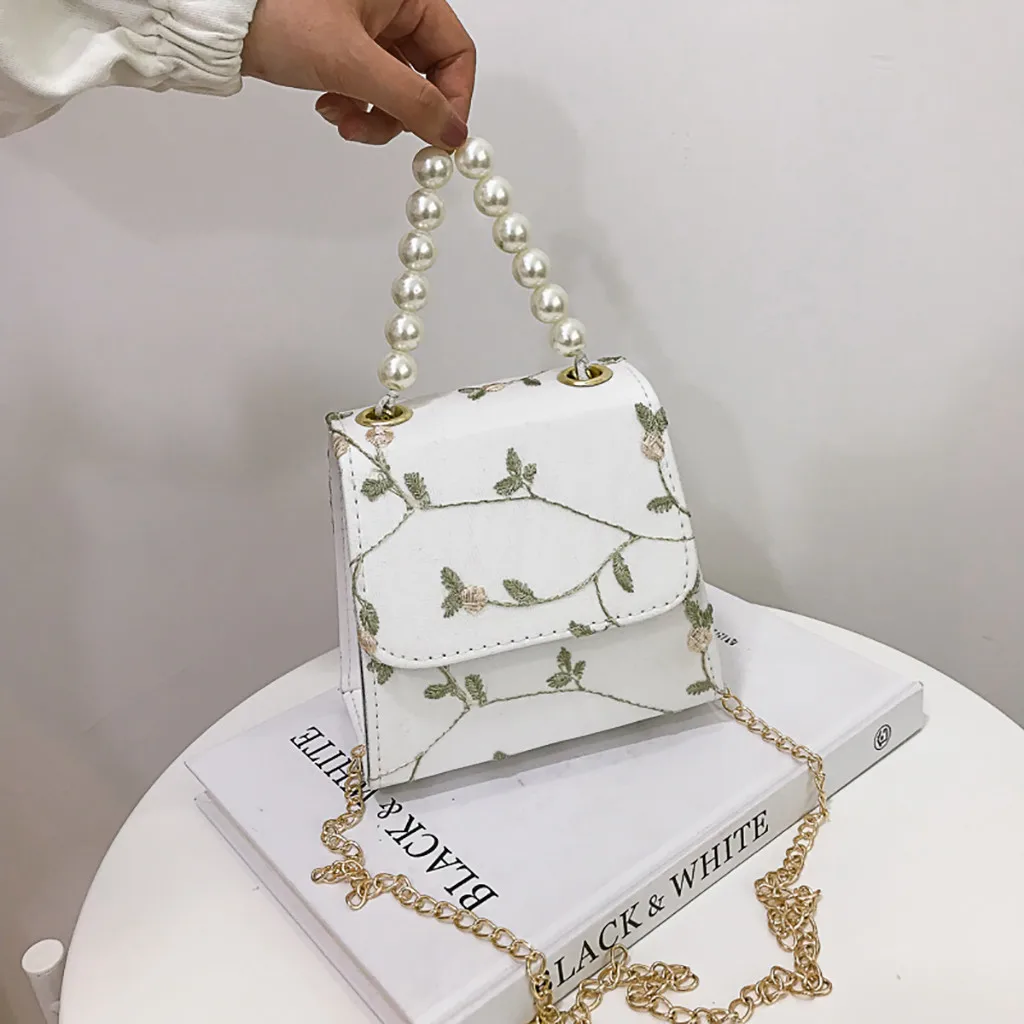 

Women Bag Fashion Single Pearl Small Square Mobile Wild Messenger Shoulder taschen women bolsa masculina sac femme bolso mujer