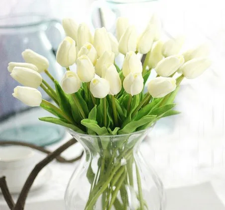 

24pcs/lot PU High Quality Tulip Artificial Flowers Wedding Home Decorative Flowers Home Decoration Flower 8 color (no vase)