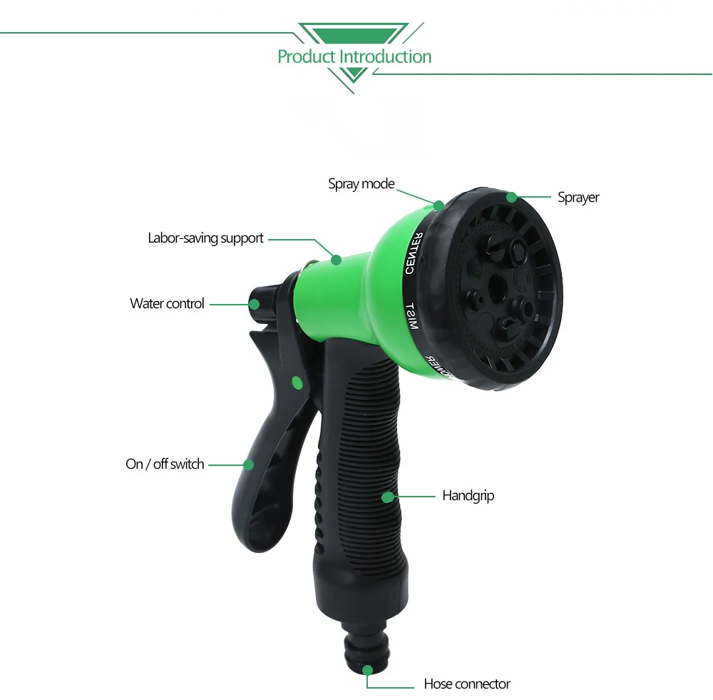 Expandable Garden Magic Hose Water Pipe with 8 in 1 Spray Gun
