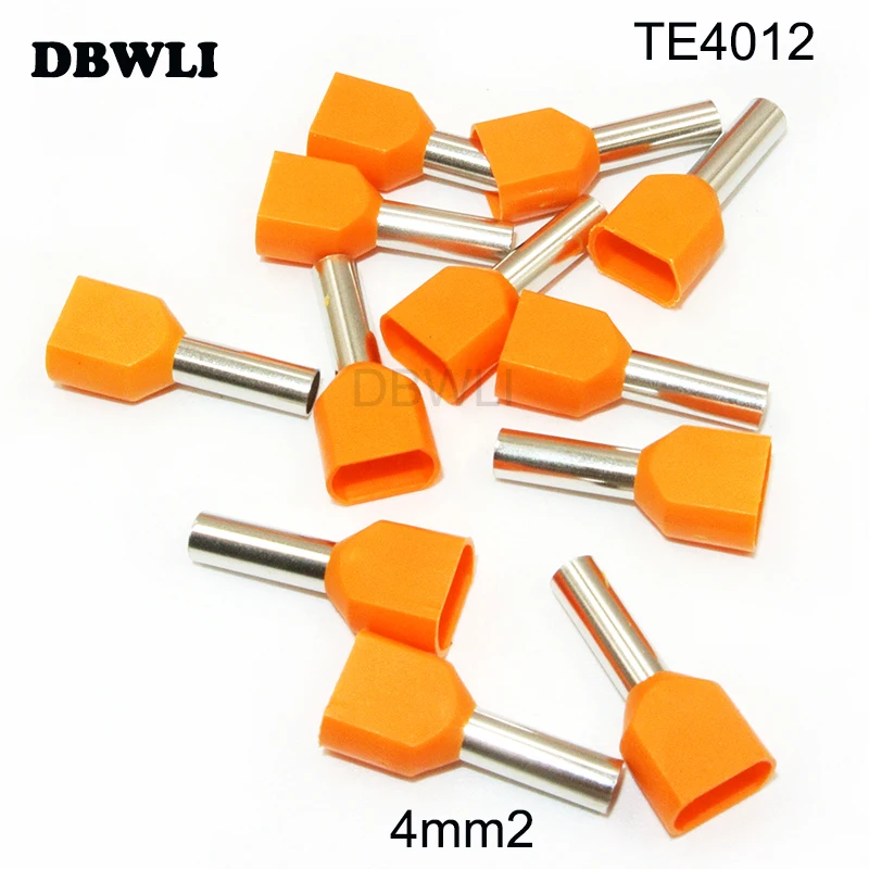 100 шт. TE4012 12AWG 4MM2 оранжевый обжимной терминал двойной шнур с медной изоляцией