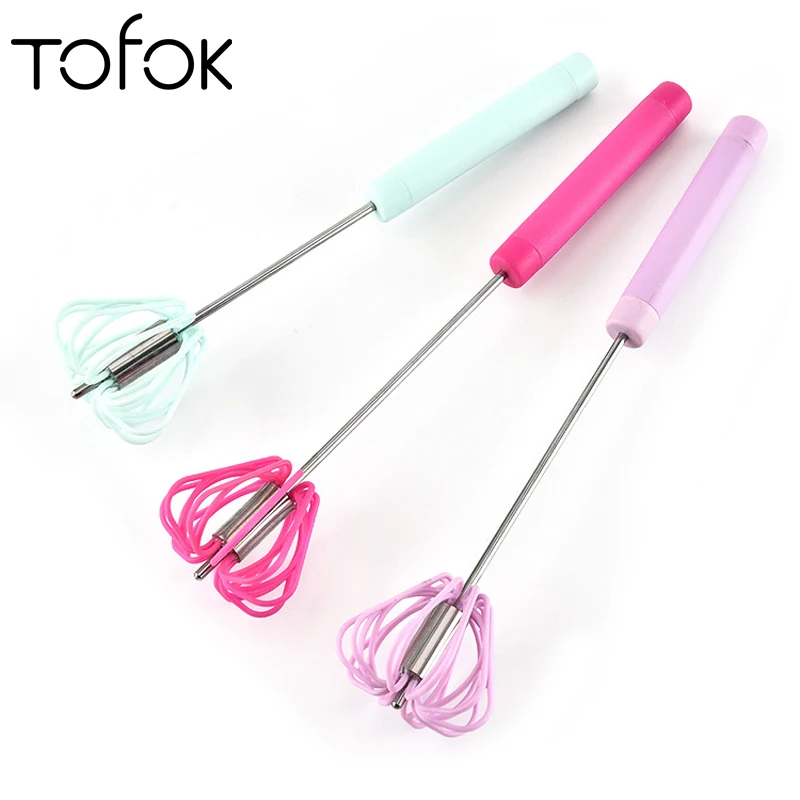 

Tofok Semi-automatic Manual Eggbeater Self Turning Hand Egg Beater Cream Butter Whisk Mixer Blender Egg Cream Tools Kitchenware